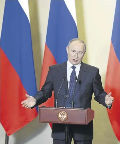  ?? EFE / ALEXANDER NEMENOV ?? Vladímir Putin, durante un discurso pronunciad­o en Sebastopol el pasado miércoles.