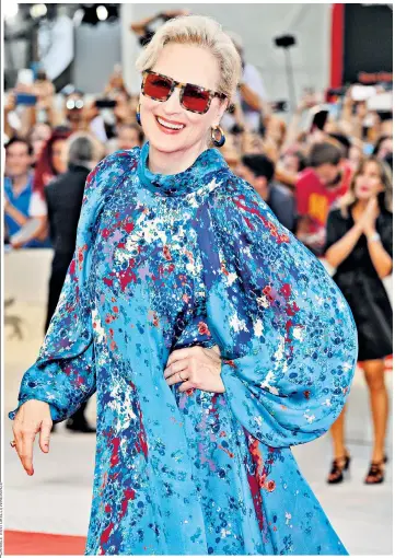  ??  ?? Meryl Streep on the red carpet at the screening of The Laundromat at the Venice Film Festival. The actress plays a crusading widow in the comedy based on the Panama Papers scandal, which Robbie Collin, The Telegraph’s chief film critic, gives four stars.