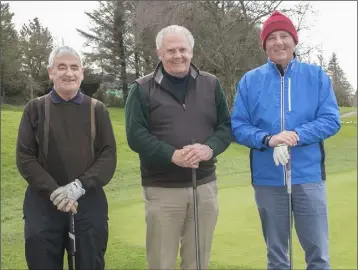  ??  ?? Billy Boggan, John Pitt and Larry Byrne were out for a round in Wexford Golf Club over the weekend.