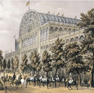  ??  ?? Upper glass: (far left) the great August Manns; (below left) a Crystal Palace concert poster from 1889;
(left) a view from 1851 of Crystal Palace’s south side