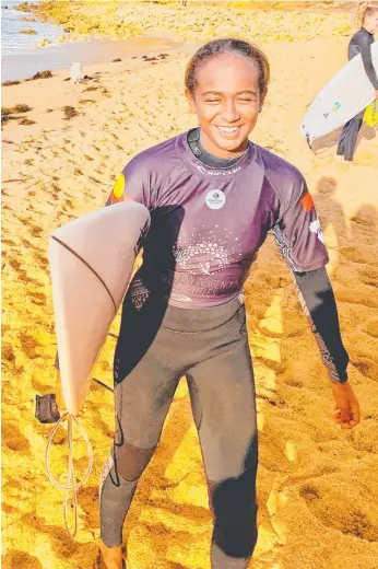  ??  ?? Latisha Clark took second place in the Open Women's Australian Indigenous Surfing Titles.