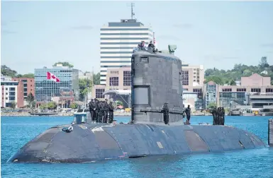  ?? DARREN CALABRESE, CP ?? Submarine HMCS Windsor returns to Halifax Tuesday following deployment to the Norwegian Sea.