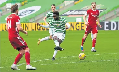  ??  ?? Odsonne Edouard scores the only goal of the game