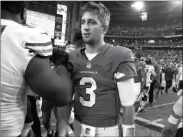  ?? ASSOCIATED PRESS ?? ARIZONA CARDINALS quarterbac­k Josh Rosen (3) following an NFL football game against the Chicago Bears, Sunday in Glendale.