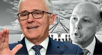  ?? FAIRFAX ?? Australia’s Prime Minister Malcolm Turnbull, left, has beaten off a leadership challenge by Home Affairs Minister Peter Dutton.