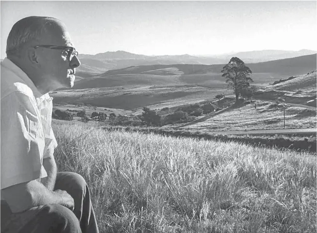  ?? Picture: Terence Spencer/ The LIFE collection of images/ Getty Images ?? LOVELY LAND Alan Paton surveys the hills and valleys around Ixopo in KwaZulu-Natal.