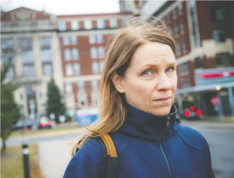  ?? ASHLEY FRASER ?? Hélène Boisvert stands outside the Civic Hospital where her 26-year-old son Jean-Marc, who has autism and severe behaviour issues, has been confined in a secure ward since February.