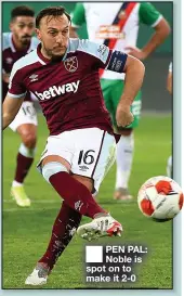  ?? ?? PEN PAL: Noble is spot on to make it 2-0