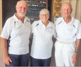  ?? PICTURE / SUPPLIED ?? TRIPLE TREAT: Dave and Pam Roughton with Len Cooke won the Fulton Hogan Triples in Kaitaia last month.