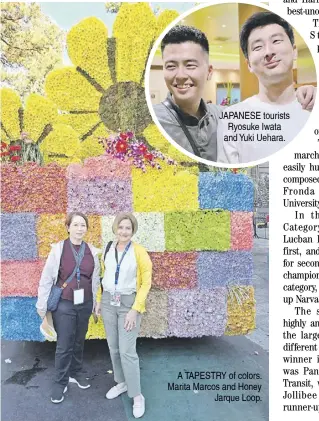  ?? ?? japaneSe tourists ryosuke iwata and yuki uehara. a tapeStry of colors. Marita Marcos and honey jarque loop.