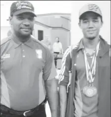  ??  ?? Matthew Assing (right) and Sean Cozier (coach) upon arrival at Cheddi Jagan Internatio­nal Airport.