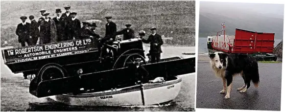  ??  ?? Making waves: Little room for health and safety on the first turntable ferry crossing in 1912. Today, the journey is still a collie’s delight