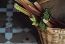  ??  ?? Wild garlic sausages and beans, main; it’s rhubarb season, above