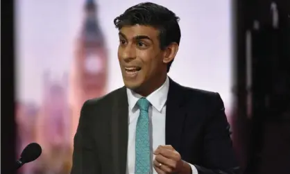  ?? Photograph: BBC Picture Publicity/Getty Images ?? Rishi Sunak on the BBC Andrew Marr Show. ‘Mr Sunak reckons that voters could now be frightened again into believing a lie: that Britain has spent so much to combat a crisis it risks going bust.’
