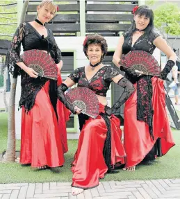  ??  ?? SHAKE YOUR BELLY: Knysna’s Beli-zimo dancers are, from left, Geraldine Robson-Parsons, Patricia Varga and Sue-Anne Ackerman