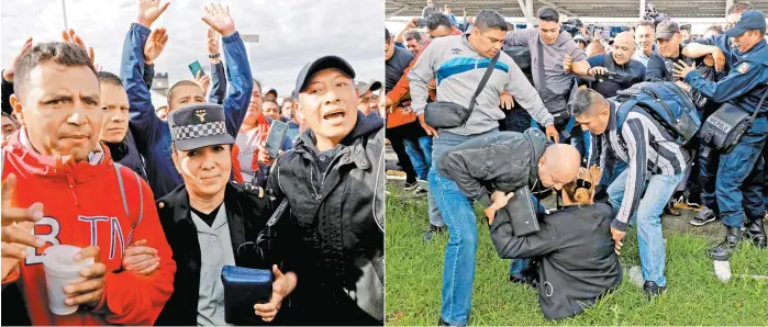  ?? LUIS CORTÉS/REUTERS ?? Patricia Trujillo, coordinado­ra de la Guardia Nacional, llegó al Centro de Mando de la PF para establecer una mesa de negociació­n, pero fue agredida.