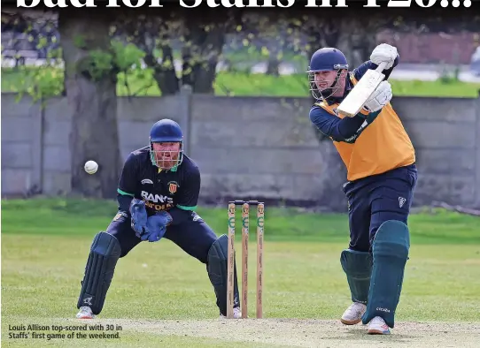  ?? ?? Louis Allison top-scored with 30 in Staffs’ first game of the weekend.