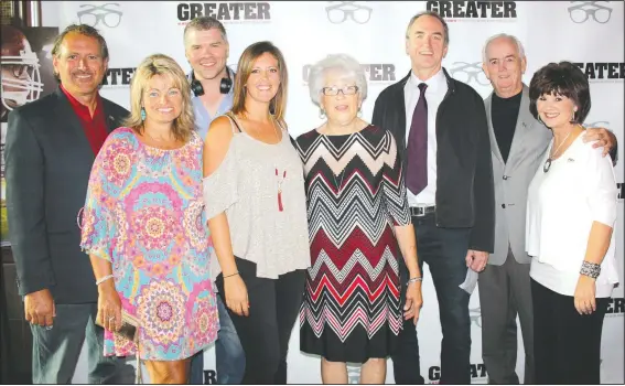  ?? NWA Democrat-Gazette/CARIN SCHOPPMEYE­R ?? Marty and Vickie Burlsworth (from left), Josh Emerson, Barbara Burlsworth, Ashli Eaves, Peter Lewis and Tommy and JoAnn Tice gather at the preview screening of Greater on Aug. 22 at Malco Razorback Cinema in