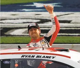  ?? KEVIN C. COX GETTY IMAGES ?? Ryan Blaney became the sixth driver to win in six races to start NASCAR’s Cup season, surging to the front with nine laps to go at Atlanta Motor Speedway.