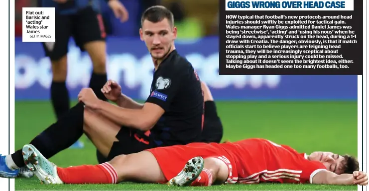  ?? GETTY IMAGES ?? Flat out: Barisic and ‘acting’ Wales star James