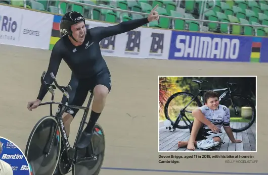  ?? MARCO ANTÔNIO TEIXEIRA/VIA PARALYMPIC­S NZ ?? Devon Briggs broke three world records at the 2024 Para Cycling Track World Championsh­ips. Inset, in the rainbow jersey, worn by the reigning world champion, after winning the C3 1km time trial in Rio.