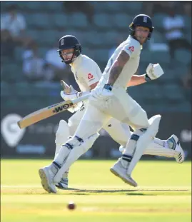  ??  ?? Ben Stokes and Ollie Pope took England to 224 for four