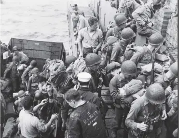  ??  ?? 0 Troops embark on Operation Overlord, the Allied operation during the Second World War