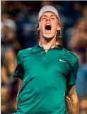  ?? AP ?? Shapovalov is delighted after beating Kyrgios. —