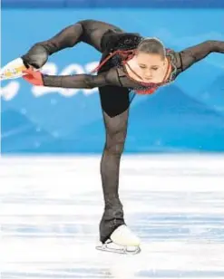  ?? GETTY ?? Russia’s Kamila Valieva competes in figure skating team event Monday, before reports that she tested positive for banned drug.