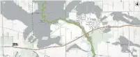  ?? ENBRIDGE MAP ?? The 10-kilometre route for Enbridge Gas Inc.’s proposed natural gas pipeline runs through the Beverly Swamp and crosses Spencer Creek twice. The project has been put on pause.