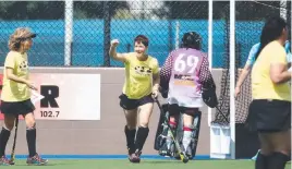  ?? Picture: BRENDAN RADKE ?? A Town's Leanne Godfrey celebrates scoring a goal.