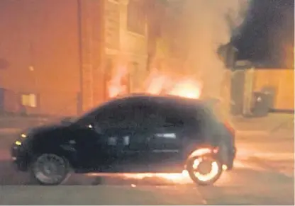  ??  ?? Bernadette Adams and David Taylor are accused of torching David Elliot’s blue Ford Fiesta on Nimmo Place, Perth, in the early hours of May 15 this year.