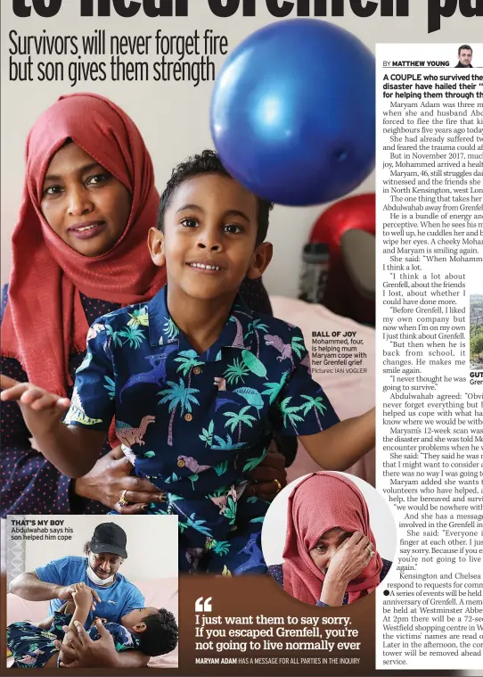  ?? Pictures: IAN VOGLER ?? BALL OF JOY Mohammed, four, is helping mum Maryam cope with her Grenfell grief