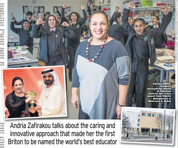  ??  ?? EXCELLENCE: Andria’s astonishin­g efforts at Alperton (below) led to her award from Sheikh Mohammed Al Maktoum in Dubai