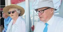  ?? PHOTO: JOHN COSGROVE ?? Enjoying the parade . . . Past pupil of Tapanui District High School Neil Kirk and his wife, Daphne, wait for the West Otago Armistice WW100 committee’s Armistice Day parade to start, at the end of their school’s 150th reunion in Tapanui at the weekend.