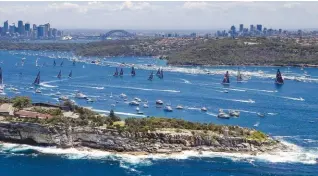  ??  ?? Below: the start of the Rolex Sydney Hobart Race is always a spectacula­r event