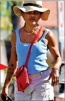  ?? ?? ‘FREE SPIRIT’: Doria flashes her tattoo during a walk in LA on Friday