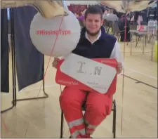  ??  ?? Ian from Irish Red Cross for supporting #MissingTyp­e at the Drogheda clinic this week.