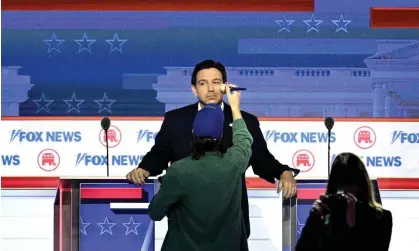  ?? ?? Ron DeSantis, the Florida governor, before the Republican debate in Milwaukee in August. Photograph: Brendan Smialowski/AFP/Getty Images