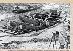  ??  ?? Le site de fouilles d’une jonque de haute mer de la dynastie des Song dans le port de Houzhu (baie de Quanzhou)