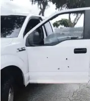  ?? ALFREDO ‘FREDDY’ RAMIREZ via Twitter ?? Three Miami-Dade police vehicles were hit with bullets on Aug. 5 in Southwest Miami-Dade County.