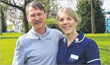  ??  ?? Ivo Fossaluzza with nurse Angie Cooke, who saved him when he collapsed at the wheel