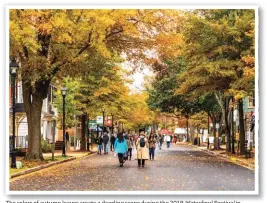  ??  ?? The colors of autumn leaves create a dazzling scene during the 2018 Waterfowl Festival in Easton, Maryland.