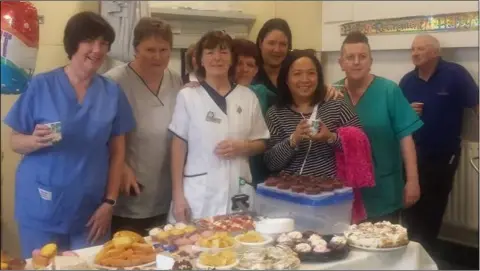  ??  ?? Wexford General Hospital staff nurse Stasia Staples at her retirement tea party at the hospital.