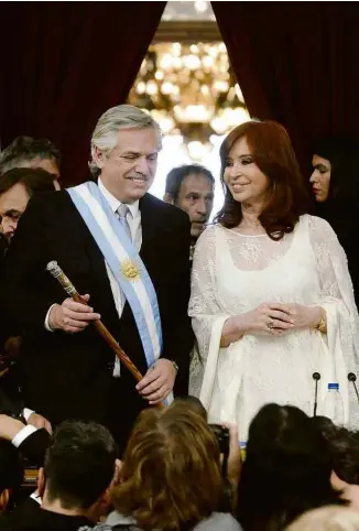  ?? Paula Ribas/TELAM/Xinhua ?? O presidente da Argentina, Alberto Fernández, e a vice, Cristina Kirchner