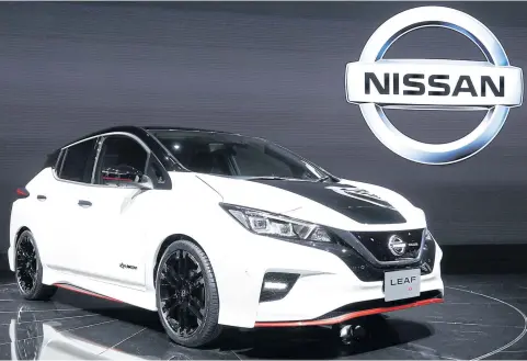  ?? EPA-EFE ?? Nissan Motor Co unveils its Leaf Nismo Concept car, a variant of its new Leaf electric vehicle developed in conjunctio­n with the company’s motor sports division.