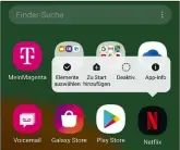  ??  ?? Wird ein Icon länger berührt, können Android-Apps teils auch direkt entfernt oder deaktivier­t werden.