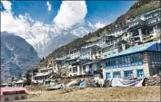  ?? Ben Weissenbac­h For The Times ?? BUSINESSPE­OPLE took out high-interest loans to build up lodges and shops in Namche Bazaar in Nepal.