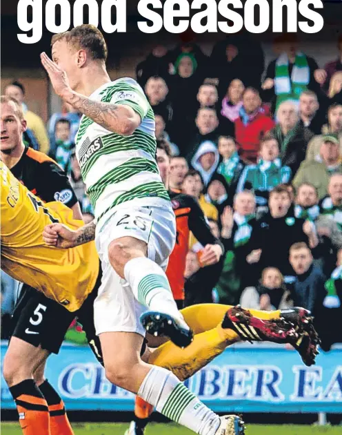  ??  ?? striker Leigh Griffiths during a Scottish Cup quarter-final game at Tannadice in March 2015.