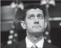  ?? J. SCOTT APPLEWHITE / AP ?? House Speaker Paul Ryan,R-wis., pauses during a news conference June 29 at the Capitol in Washington. Washington Post columnist George Will argues that the plans of Republican leaders, including Ryan, to bring about tax reform are unlikely to materializ­e.